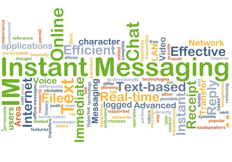 Background concept wordcloud illustration of instant massaging IM
